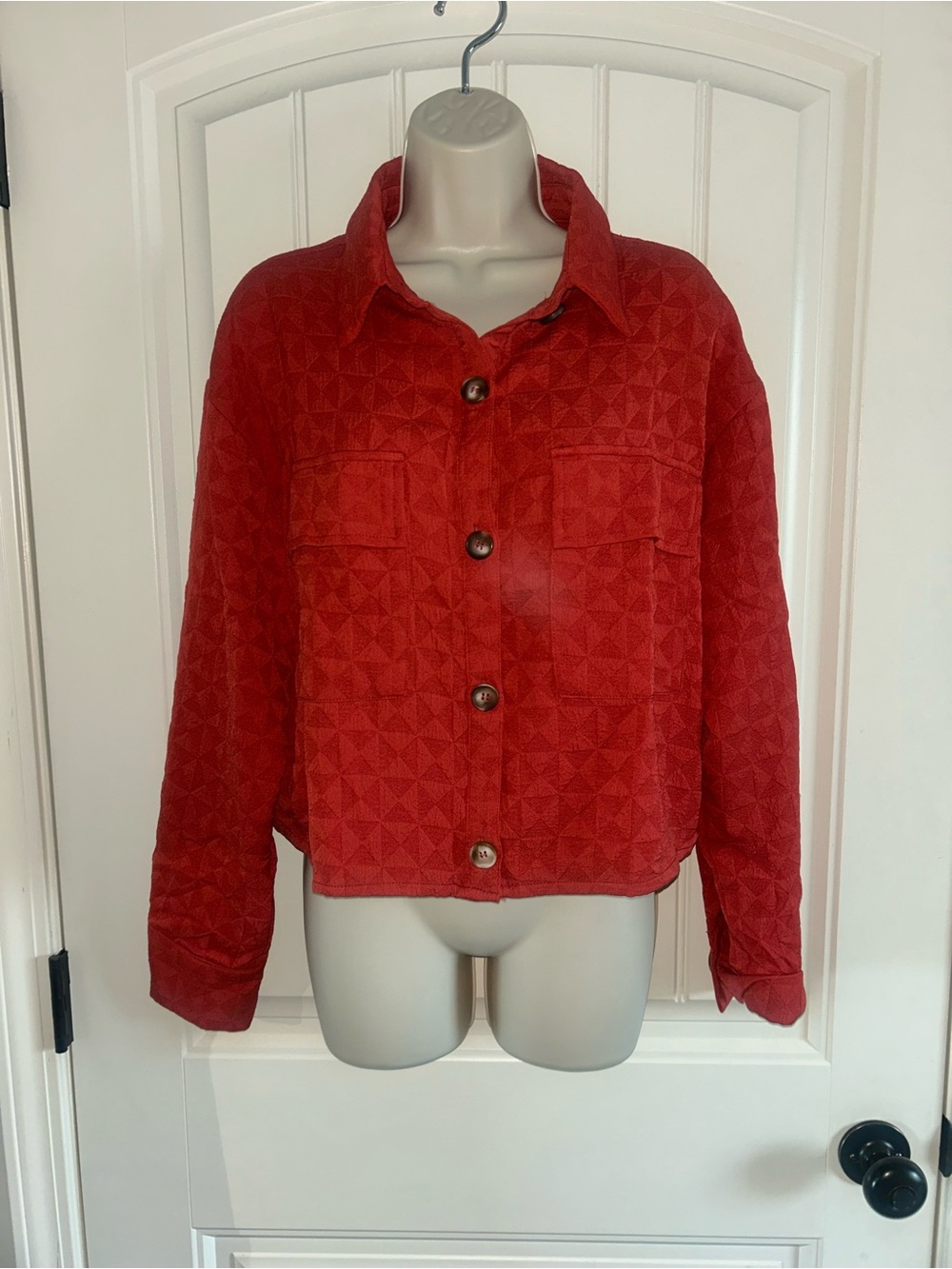 NWT Buckle Prixy Red/Rust Quilted Button-Front Jacket - Women Sz S
